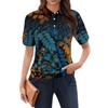 Women's Casual Floral Print V-Neck Short Sleeve Decorative Button T-Shirt Top