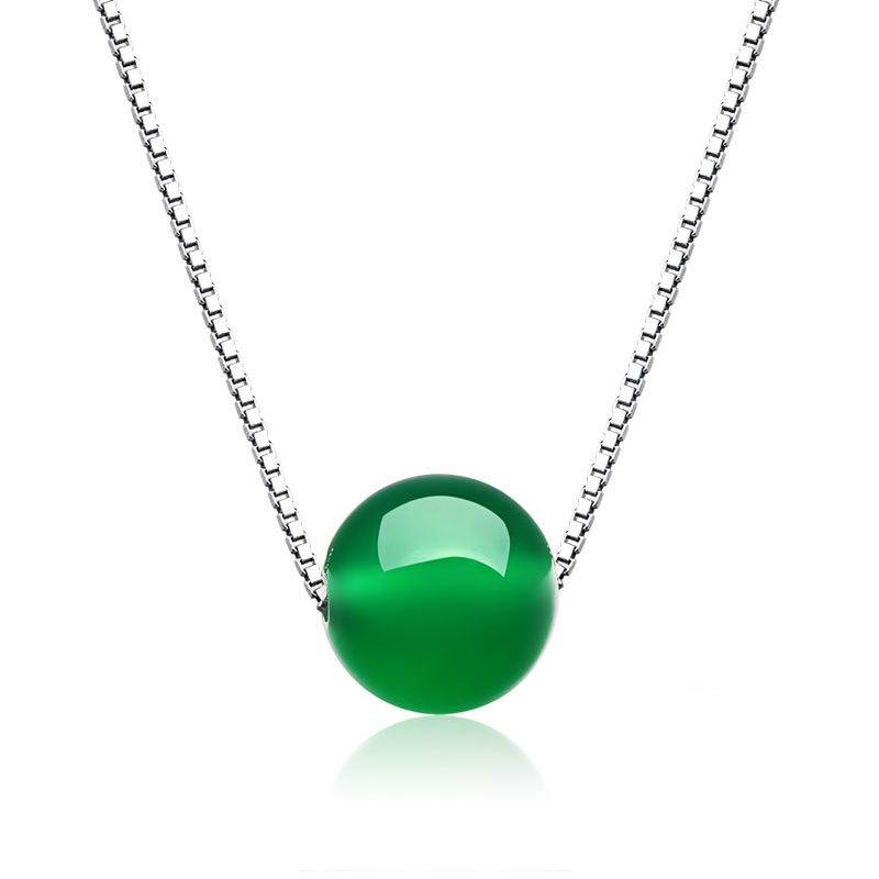 Pendente Portafortuna in Agata Rossa Stile Coreano con Catena per Clavicola in Agata Verde e Collana di Perle di Giada Rossa