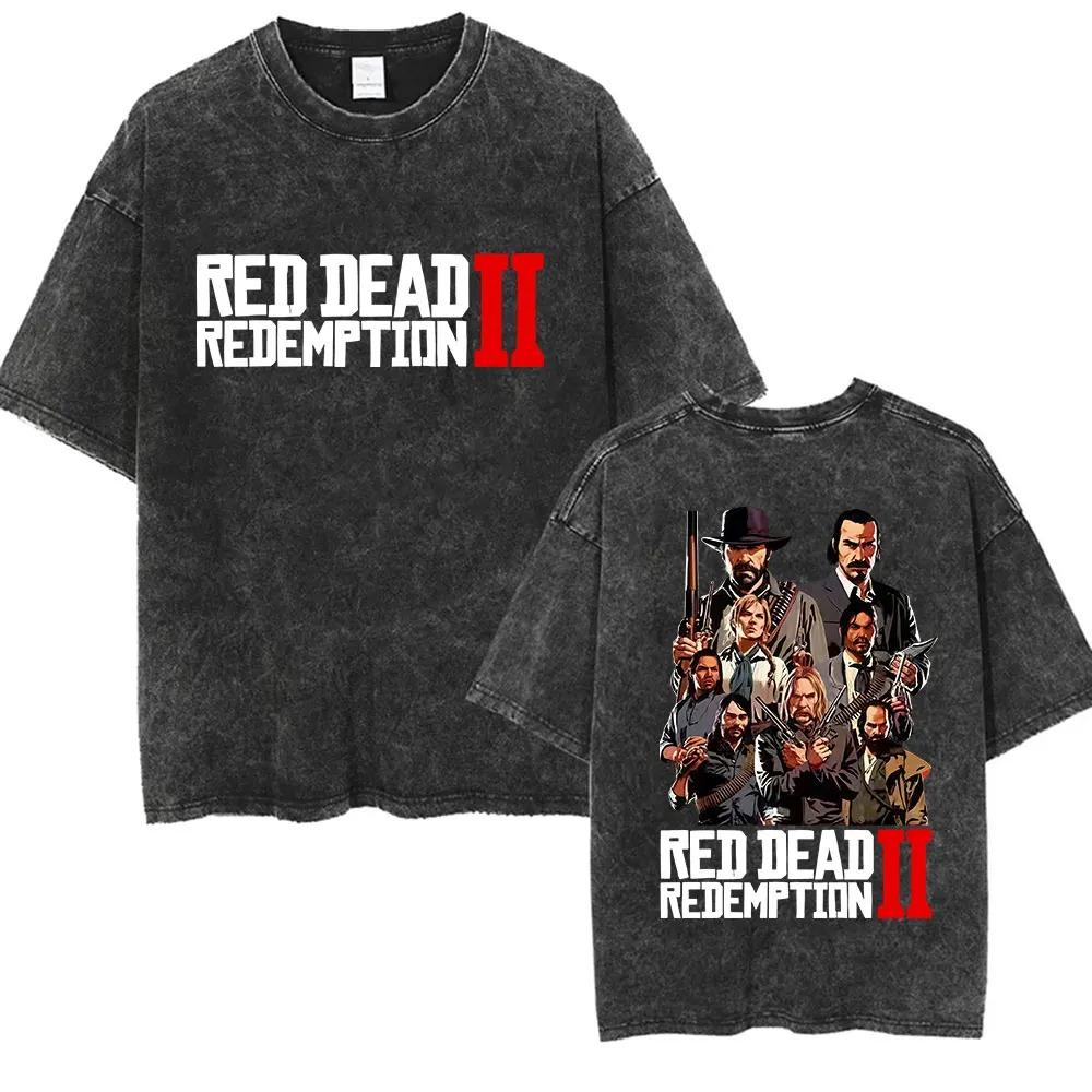 2026 T-shirt a maniche corte con scollo rotondo Y2k Unisex Nuova Top Magliette T-shirt Giocatore Red Dead Redemption 2 Lavata Vintage