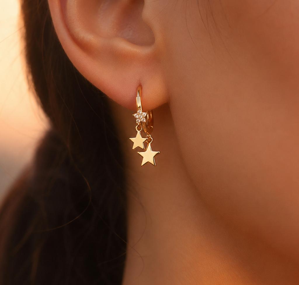 Fashion Small Simple Rhinestone Star Ear Buckle Hoop Earrings For Women Punk Cross Moon Sun Earrings Party Jewelry Wholesale