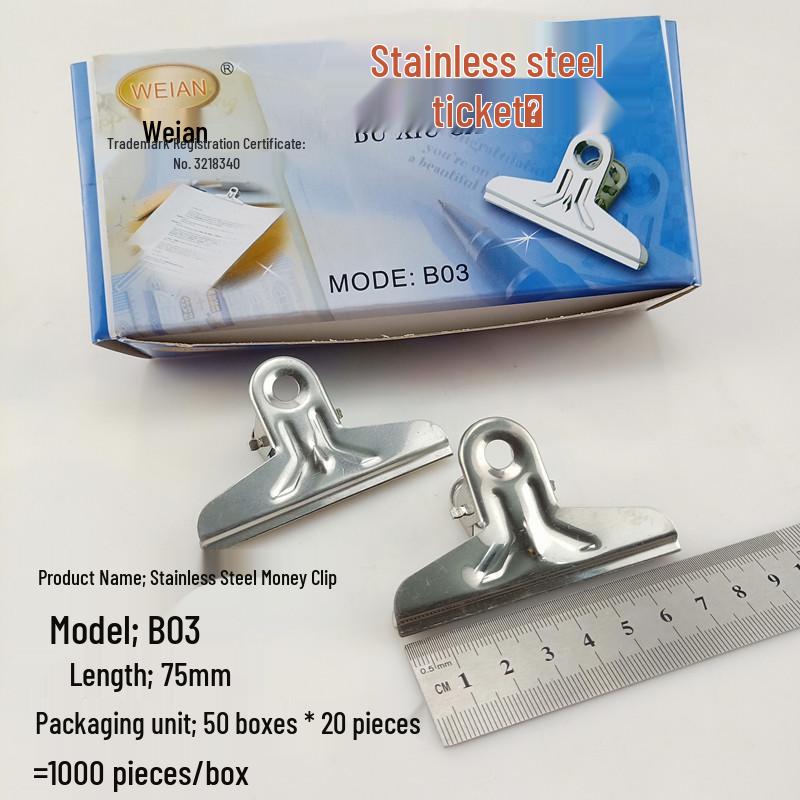 Stainless Steel Bill Clip for Office: Available In Extra Large, Large, Medium, Small Sizes for Finance, Iron Receipts, and Stationery Supplies.