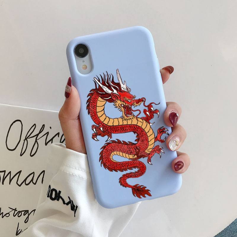 

Модный чехол для телефона с рисунком дракона и животного для iPhone 11 12 13 Mini Pro Xs Max 8 7 6 6S Plus X XR, однотонный чехол цвета конфет iphone 13promax