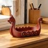 Dragon Boat Ornaments 3D Printed Figurine, Nordic Style Viking Ship Ornament, Creative Small Accessory Organizer Desktop Storage Tray, Decorative