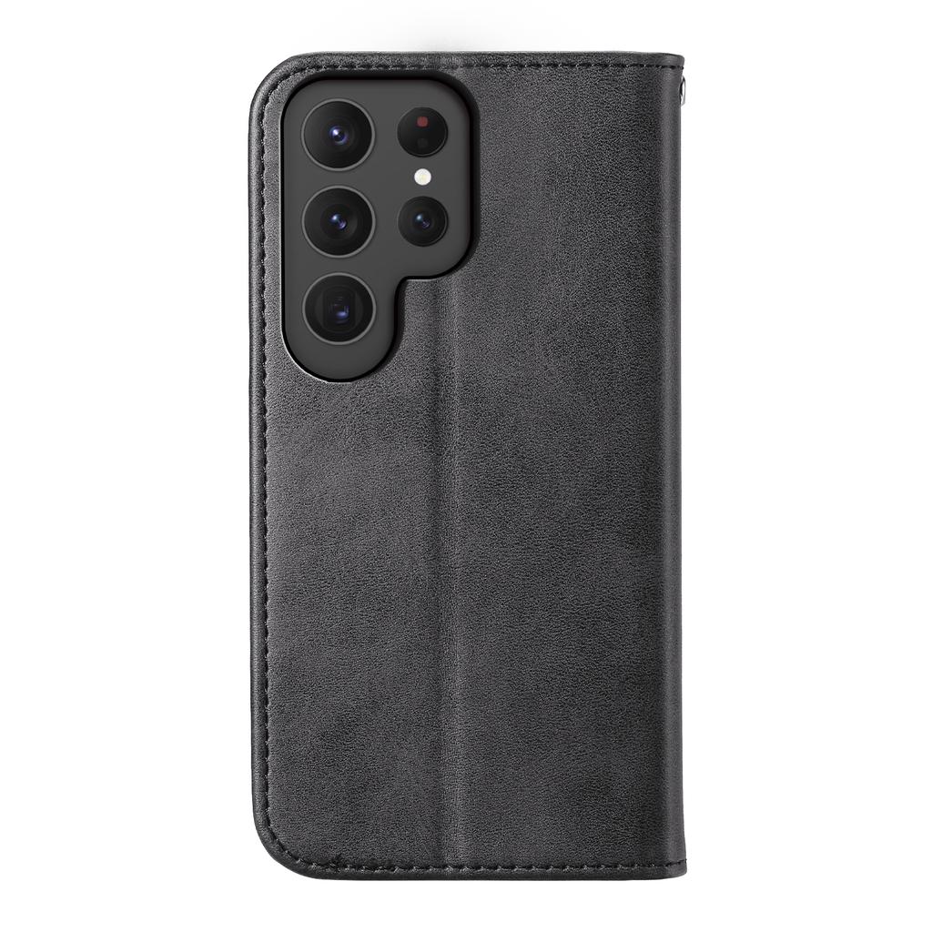 Für Samsung Galaxy S25 Ultra Hülle Kalbsleder Textur PU Leder Handyhülle mit Brieftasche