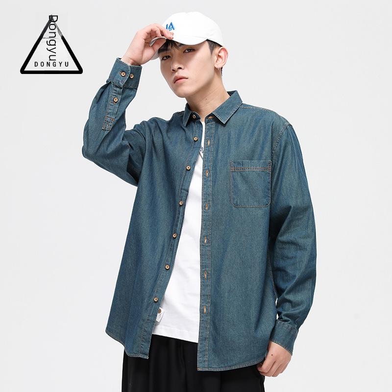 Camicia Casual Slim in Cotone Denim Giapponese da Uomo Dongyu per la Primavera