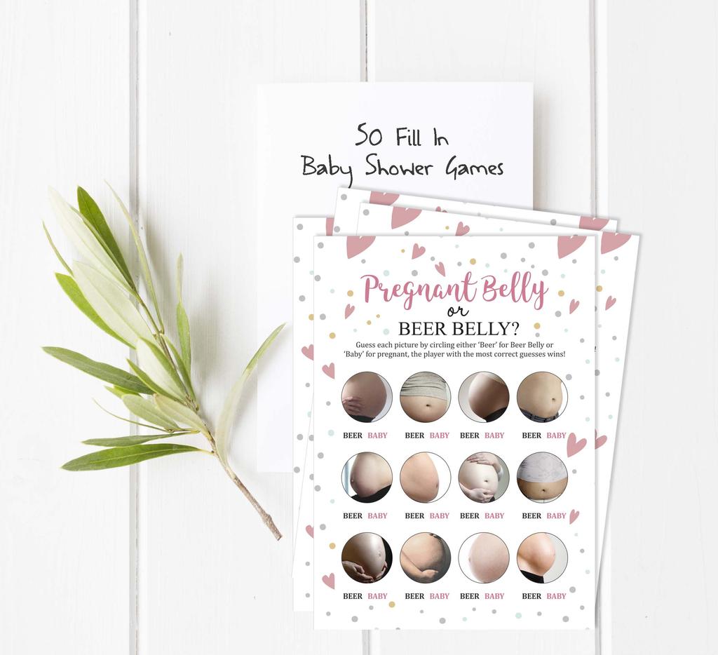 Inkdotpot Baby Belly Or Beer Belly Game Baby Shower Game Cards Party Supplies Activity Cards Baby Shower Gender Neutral Games Its A Boy Or Girl
