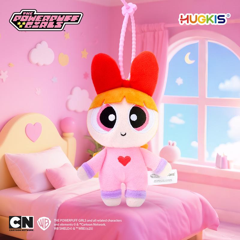 Genuine Powerpuff Girls Bubbles Plush Keychain - Cute Pajama Doll Birthday Gift