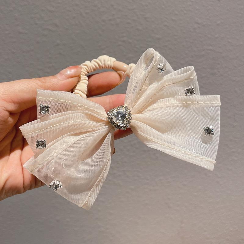 Korean Elegant Bow Scrunchies Women Girls Elastic Hair Rubber Bands Accessories Tie Hair Rope Headdress Headwear Ornament