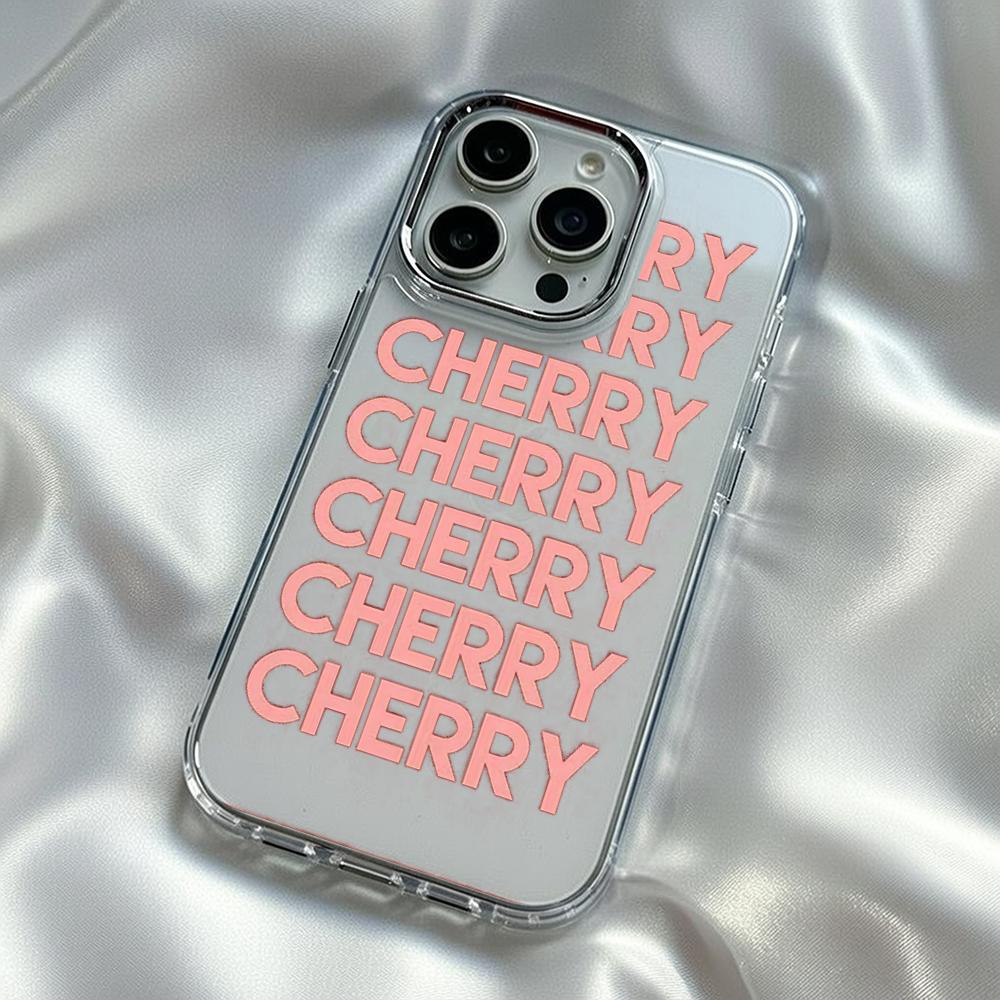 

Girly Cherry cute art pattern design Phone Case For iPhone17 16 15 14 13 12 Pro Max Plus Electroplated Transparent phone case iPhone 14