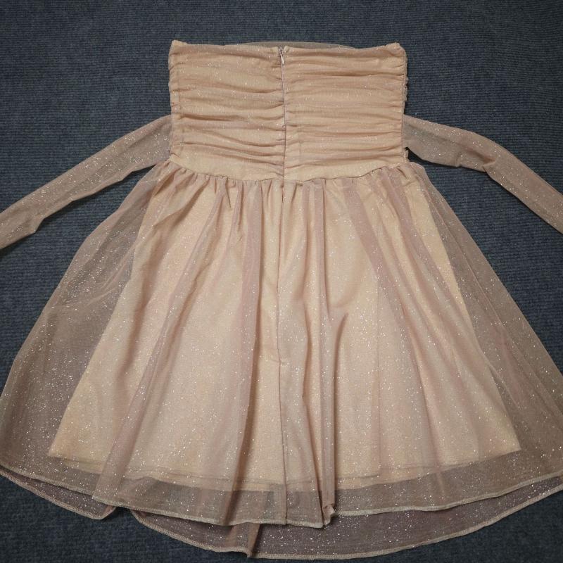 European and American Strapless Style Fashionable Mesh Backless Dress for Women