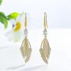 1 Pair Rhinestone Leaves Hook Earrings Faux Cat Eyes Stone Elegant Luxury Women Earrings Fashion Accessories Jewelry Gift