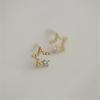 925 Sterling Silver Electroplated 14K Gold Asymmetric Star Zircon Earrings for Women Student Mini Simple Jewelry