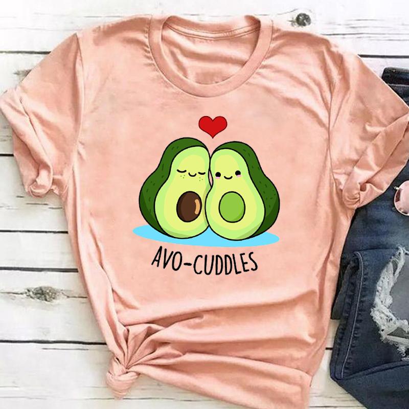 (Asian Size ) Graphic Tee Avocado Love Style Clothing Summer Sweet Trend  Print Female T Top Casual Short Sleeve Women Fashion T-shirt