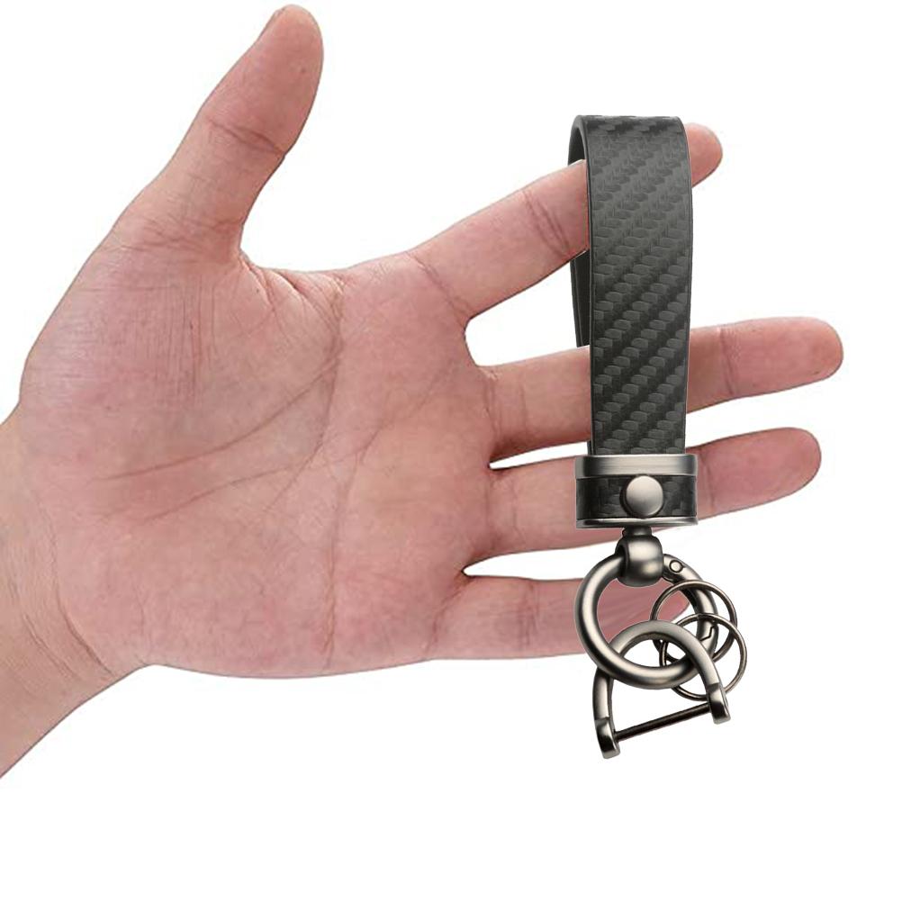 Carbon Fiber Car Keychain 360 Degree Rotatable Microfiber PU Leather Key Chain Universal Key Chains for Men and Women