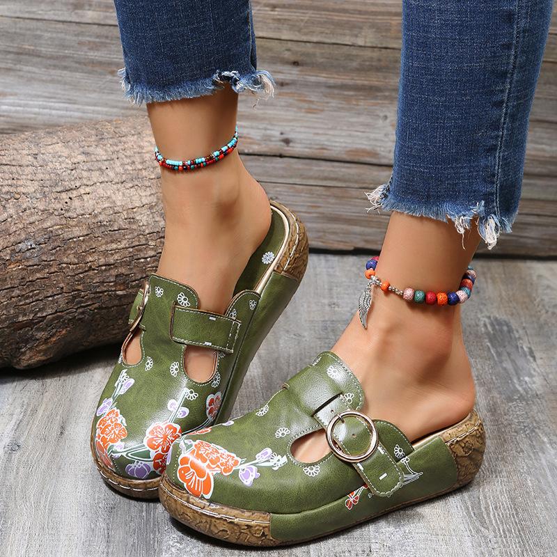 

Spring and summer new thickbottomed flatbottomed sandals ethnic candy color women s beach bag head slippers 35