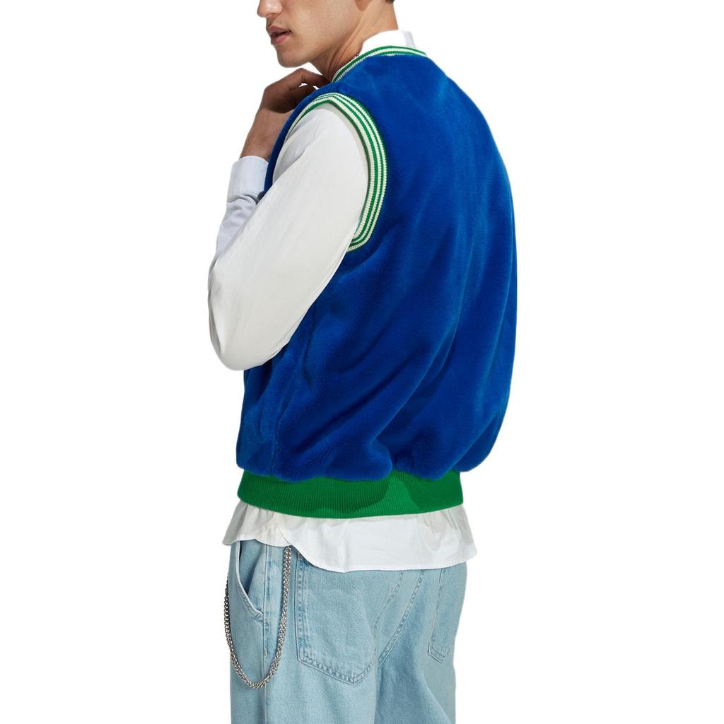 Adidas Originální vesta s logem trojlístku s pruhovaným lemem a velkým potiskem loga Pánská vesta Modrá IB3432