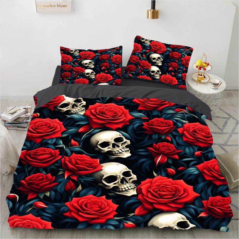 Red Roses Duvet Cover Set Queen Size King Full 3D Bedding Sets Flower Pillowcase Quilt/Comforter Cover Sets Linens Bed 140x200
