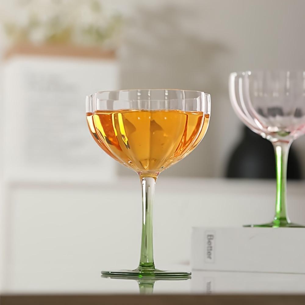 Crystal Petal Shaped Wine Glasses French Style Tall Foot Wine Cup Elegant Flower Shape Goblet Bar