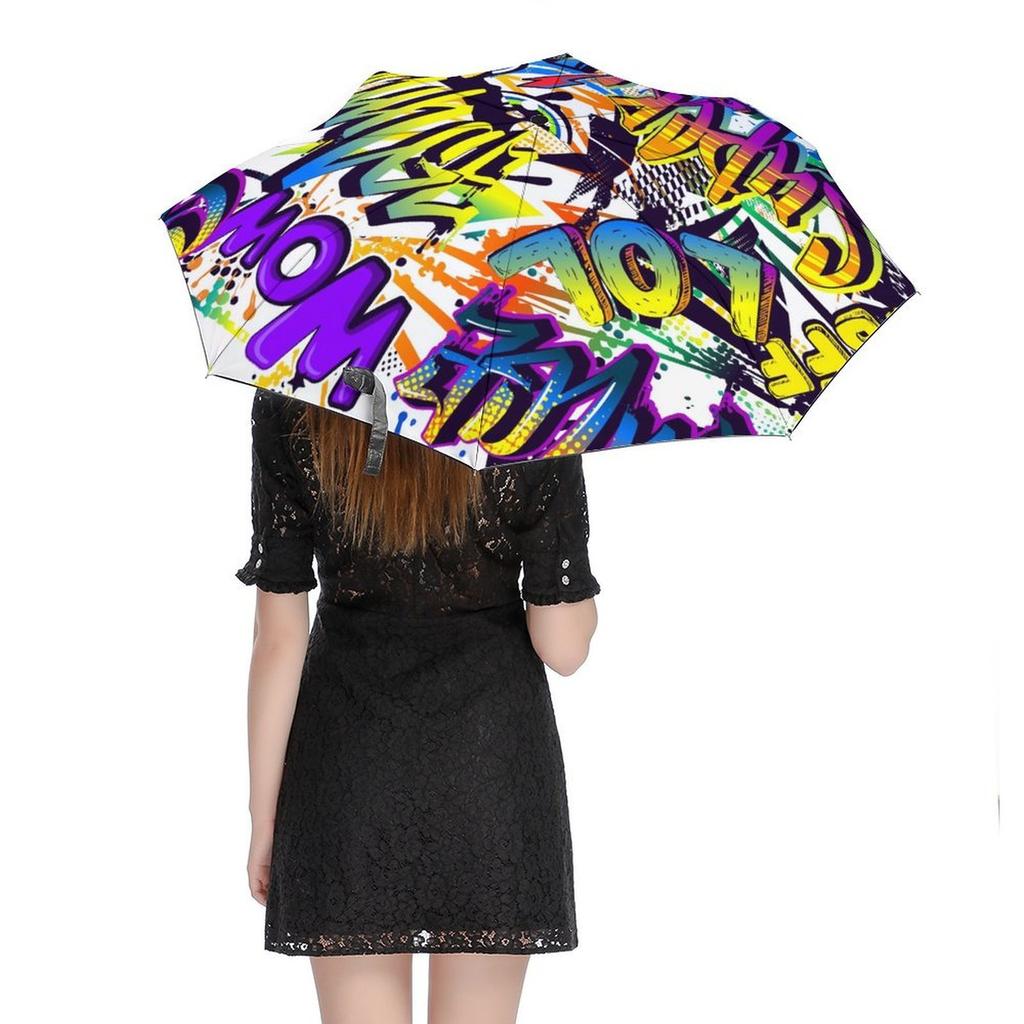 1 Pack Automatic Umbrella With Sturdy Ribs And Waterproof Fabric For Travel Protection Featuring Graffiti Inspired Touch