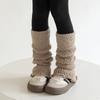 1 Pair Girls Kids Leg Casual Fashion Furry Sock Warmers Winter Warm Thick Slouchy Socks Korean Style Solid Color Calf Socks