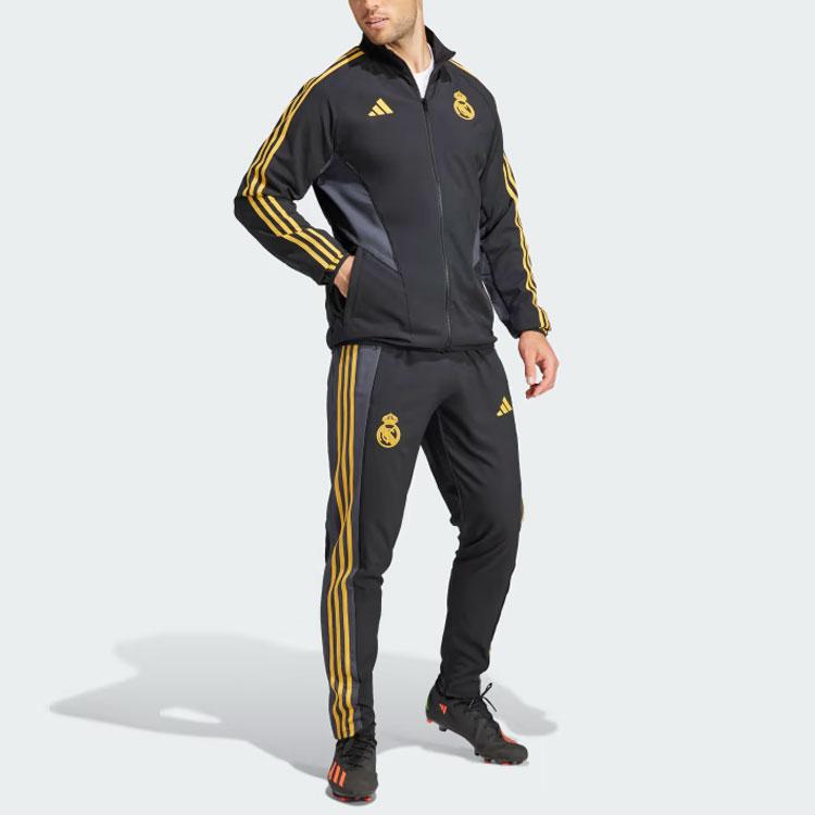 Adidas Striped Zip Fitted Jacket Men Jackets Black HY0641