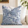 Federa per Cuscino Fiori Retrò Blu Federa per Cuscino in Lino Naturale Federa per Cuscino Stampa Double Face per Divano Decorazione Casa