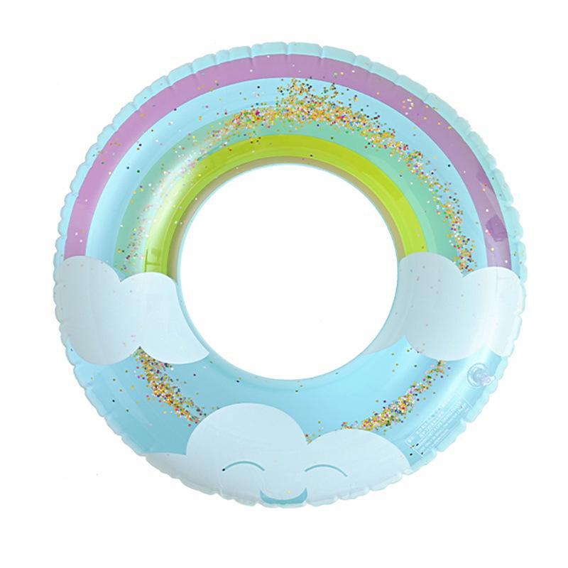Children's and Adult Crystal Inflatable Swimming Ring with Double Airbag, Underarm Support, and Thickened Single Layer Design