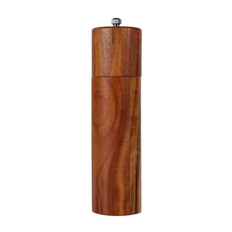 Acacia Wood Pepper Grinder with Ceramic Core - Manual Spice Mill for Outdoor and Kitchen Use