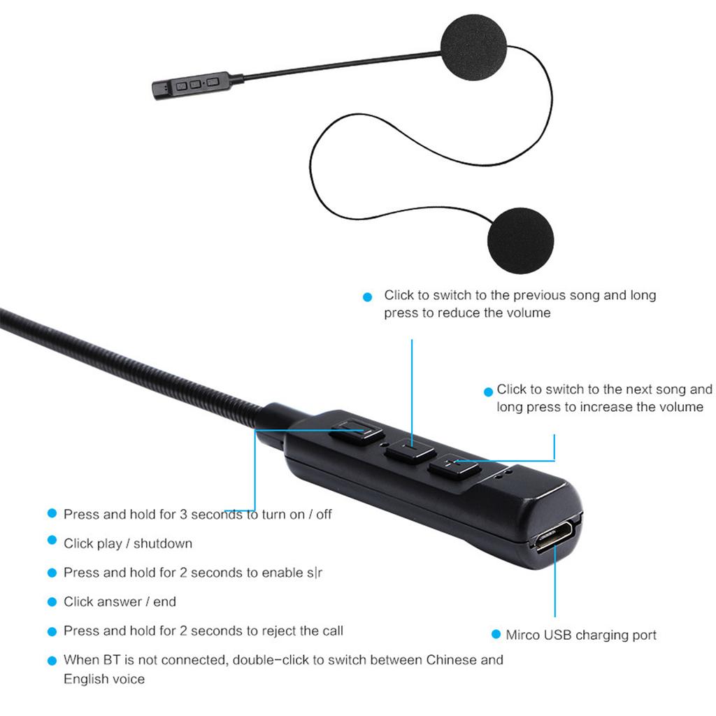 for Play for Time 8hours Universal Bluetooth-compatible Motorcycle Helmet Earpho