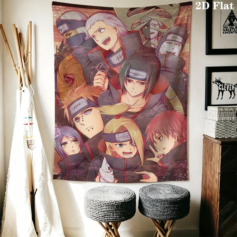 Naruto Characters Wall Tapestry Aesthetic Wall Hanging Printed Fabric Blanket Decorative Tapestries For Bedroom Living Room Home Decor