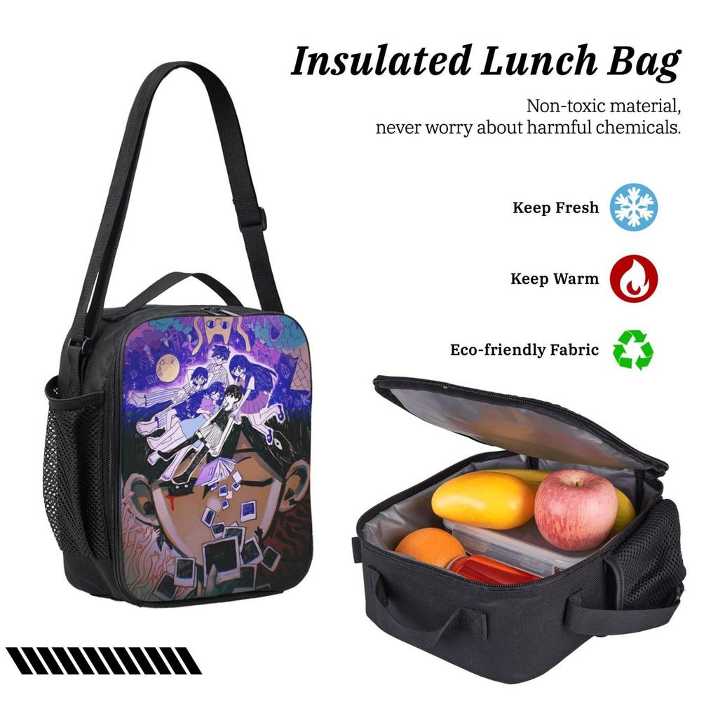 3Pcs Omori Funny Video Games Backpack Set for Girls Boys Pen Bags Bookbag Sets with Lunch Box For School Students Daypack