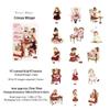 Momo PET White Ink Sticker Pack: Retro Characters for Journals and DIY Scene Collage.
