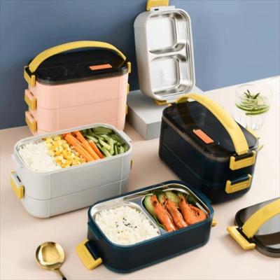 Sealed Design Portable Insulated Lunch Box 2 Layer Food Snacks Box Food Storage Container  Canteen
