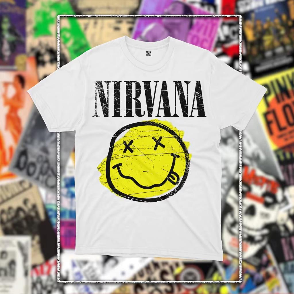 Nirvana Graficzna Unisex Okrągły Dekolt Bawełniana Krótki Rękaw Y2K Luźna Streetwear Vintage Moda Koszulka