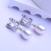 Natural Freshwater Pearl Hoop Earrings For Women Fashion Cultured Pearls Long Drop Earrings