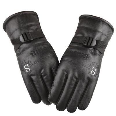 Winter Thermo-Handschuhe Herren Winter Warm Outdoor Reiten Sport Lederhandschuhe Elektrofahrzeug Motorrad Rutschfest und Wasserdicht