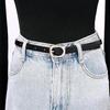 Versatile Women's Thin Waist Belt - Solid Color Pin Buckle Leather Belt for Dresses, Jeans, Jackets, and Waist Cincher Accessories.