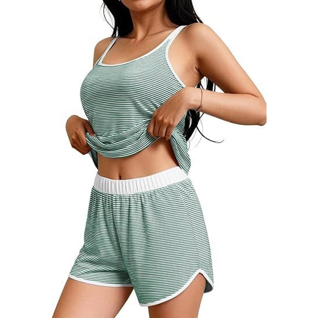 Women's Sleeveless Knit Tank Top and Shorts Set Soft Stretchy Fabric Casual Lounge Wear Summer Outfit