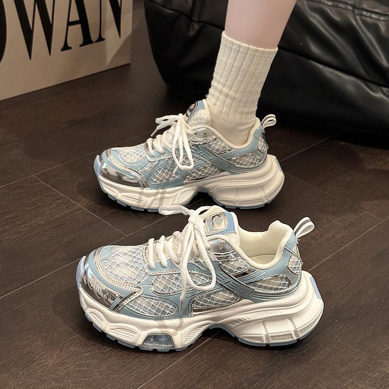 Fashion casual muffin shoes design sense thick sole summer retro breathable mesh comfortable girls sports shoes