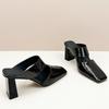 Designer Women High Heels Slippers Square Toe Heeled Sandals Woman Shoes 2025 Trend Summer Fashion Flip Flops Dress Chunky Pumps