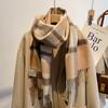 New pure wool plaid scarf British men and women couples winter warm double-sided fringed high-end scarf