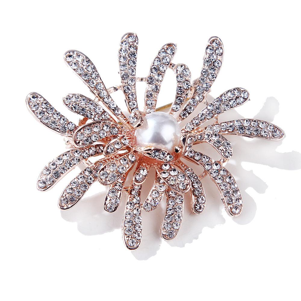 Kristall-Eingelegt Süße Korallenblüte Perlen Brosche Anstecker Kleidung Hundert mit Accessoires Damen Langlebige Farbe Exquisit Hypoallergen Brosche Geschenk