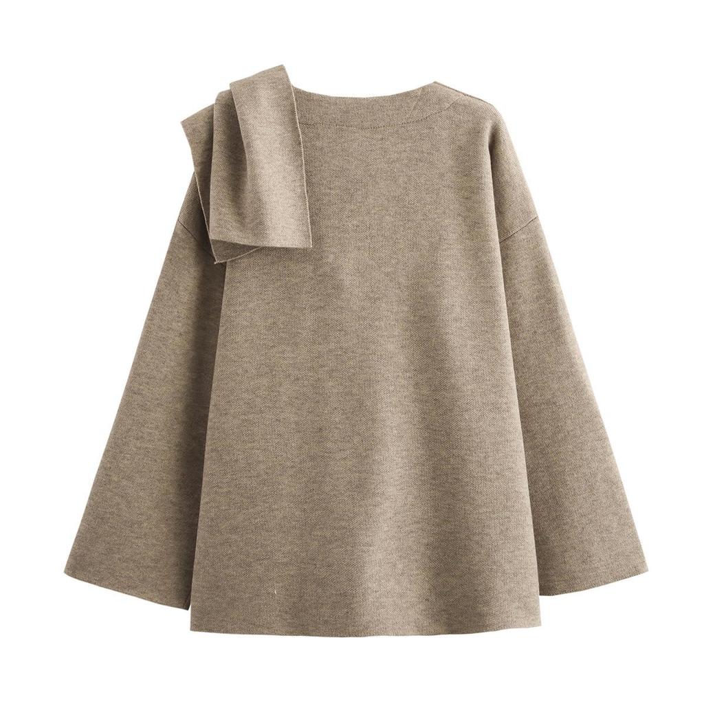 2025 Women's European & American Style Asymmetrical Scarf Short Knitted Winter Overcoat