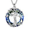 Silver Friendship Necklace Tree of Life Happiness Pendant with Cubic Zirconia Silver 925 - Bermuda Blue