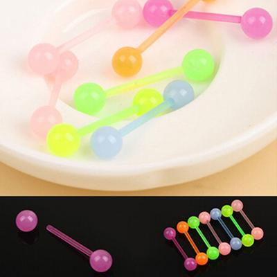 7 Uds. De joyería para Piercing corporal, anillos acrílicos luminosos para lengua, barras de pesas para nariz