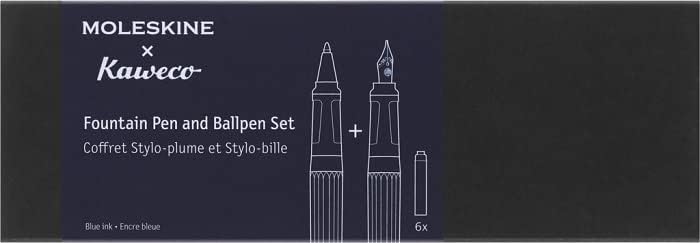 Moleskine x Kaweco F-shaped Fountain Pen x Ballpoint Pen Set (Blue)