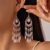 Hollow Drop-shaped Tassel Ear Hook Ethnic Style High-end Earrings for Women