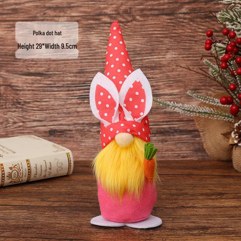 Qiao Ding 2024 Easter Gnome Ornament with Colorful Rabbit Ears and Pointed Hat