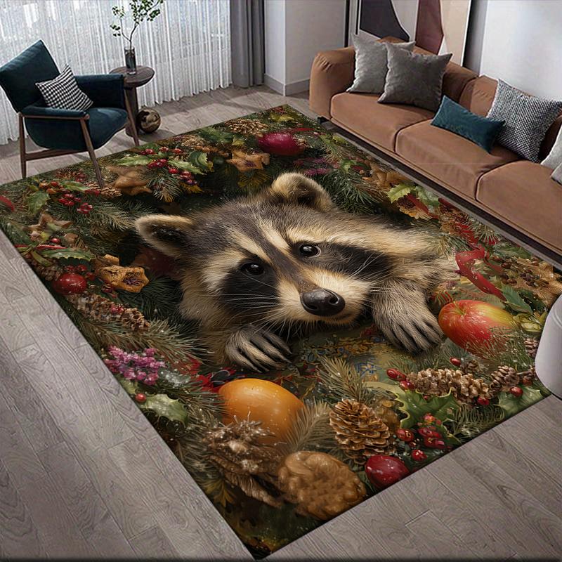 Weihnachtstiere Heim-Sofa-Dekoration für Wohnzimmer & Schlafzimmer, Rutschfeste Spiel-Flanell-Fußmatte für Spielzimmer