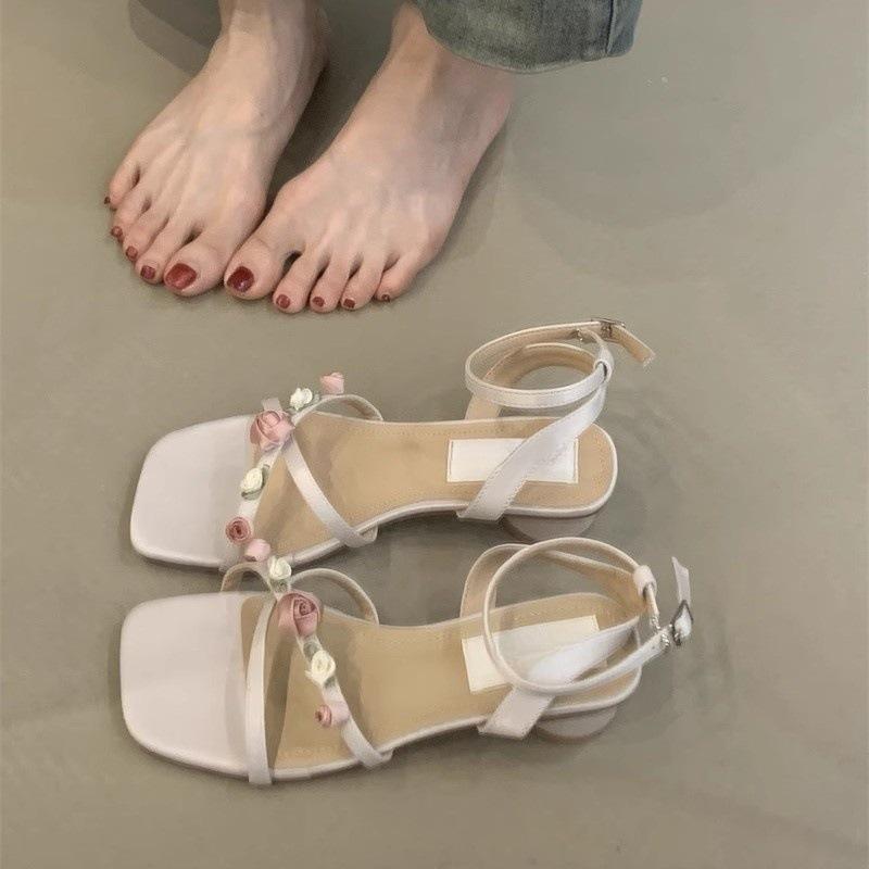 Gentle fairy sandals female rose with skirt open-toed strappy sandals